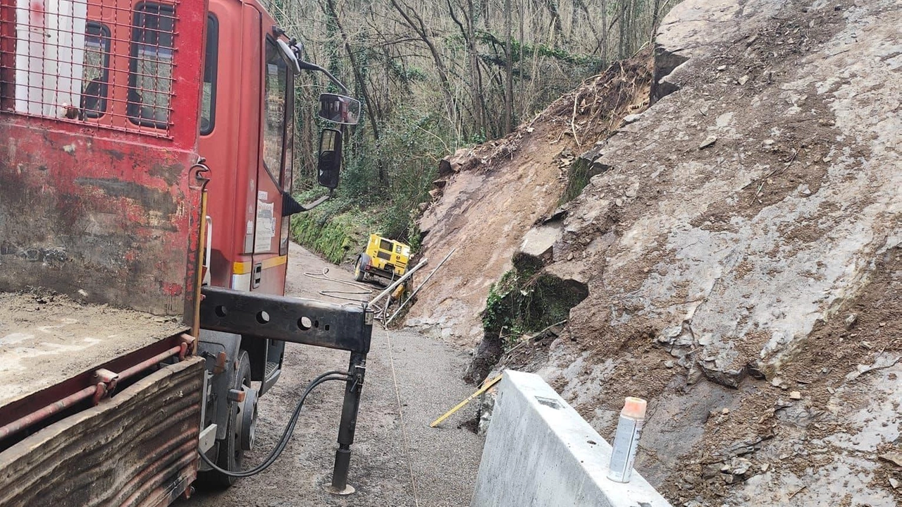 Il cedimento sulla Sp 34 lo scorso 3 febbraio. Saranno svolte indagini geotecniche per fare i lavori Il cedimento sulla Sp 34 lo scorso 3 febbraio. Saranno svolte indagini geotecniche per fare i lavori