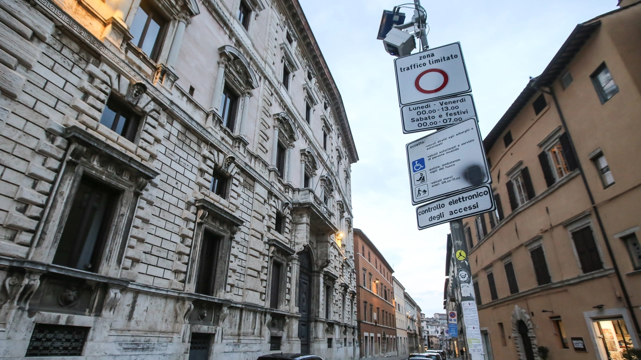 Il varco della Ztl in centro a Perugia