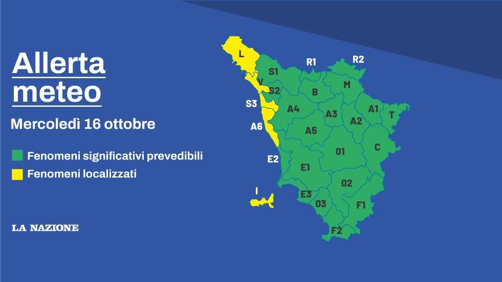 Allerta meteo nelle zone nord occidentali della Toscana
