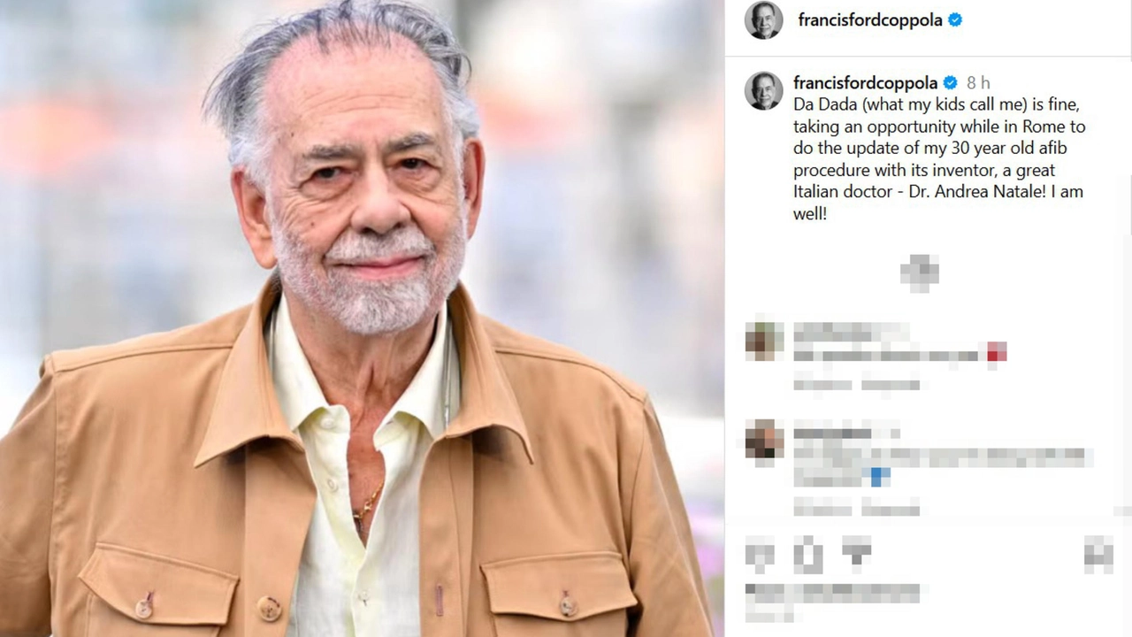 Il post sui social pubblicato da Francis Ford Coppola, dopo il ricovero al policlinico Tor Vergata di Roma per fibrillazione atriale