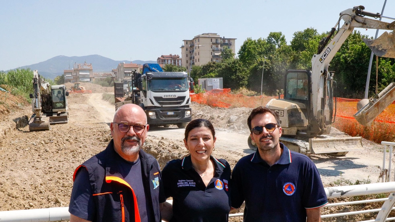 Paolo Masetti, Monia Monni e Andrea Tagliaferri durante il sopralluogo a San Donnino
