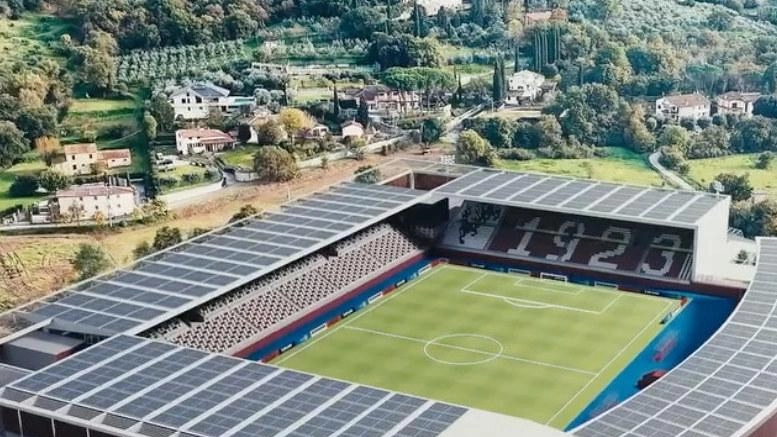 Il rendering del progetto per il nuovo stadio Comunale Il rendering del progetto per il nuovo stadio Comunale