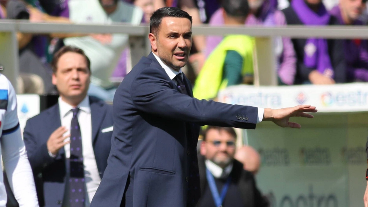 Raffaele Palladino, tecnico viola, durante Fiorentina-Atalanta (Fotocronache Germogli)