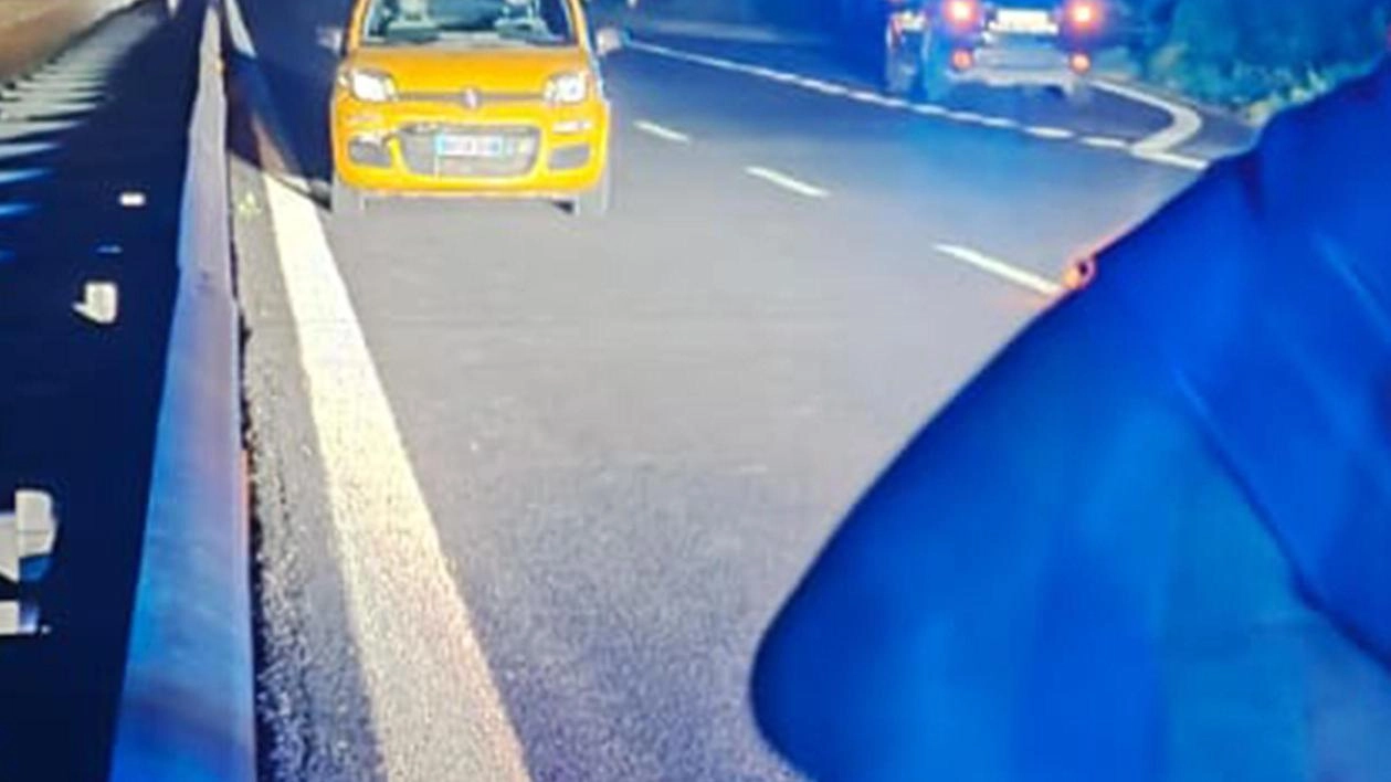 L’auto che procedeva contromano appena bloccata dalla polizia L’auto che procedeva contromano appena bloccata dalla polizia