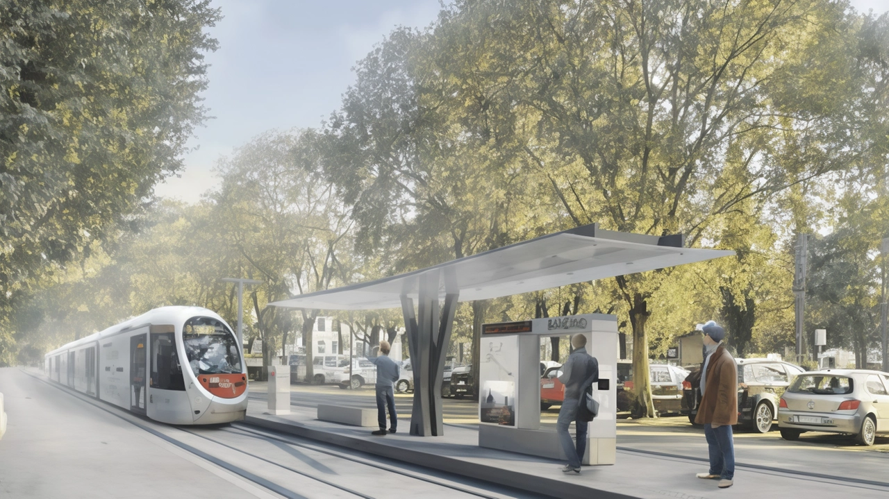 Il rendering della futura fermata su viale Giannotti del tram per Bagno a Ripoli Il rendering della futura fermata su viale Giannotti del tram per Bagno a Ripoli