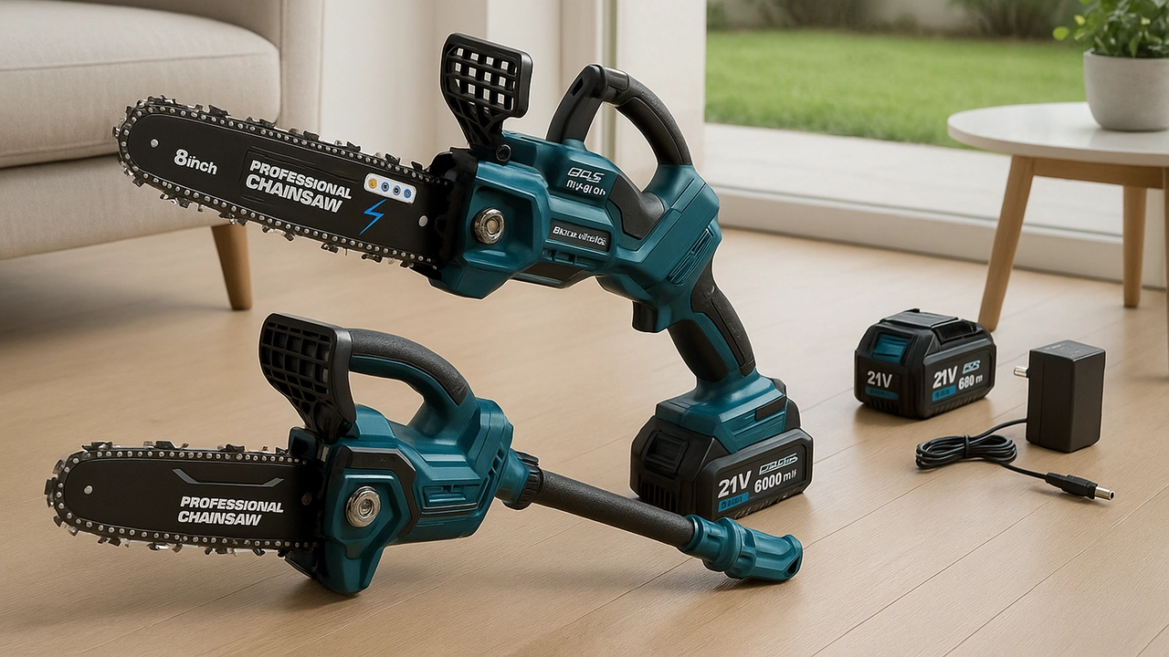 Mini motosega RINOXAR 2-in-1 con asta telescopica