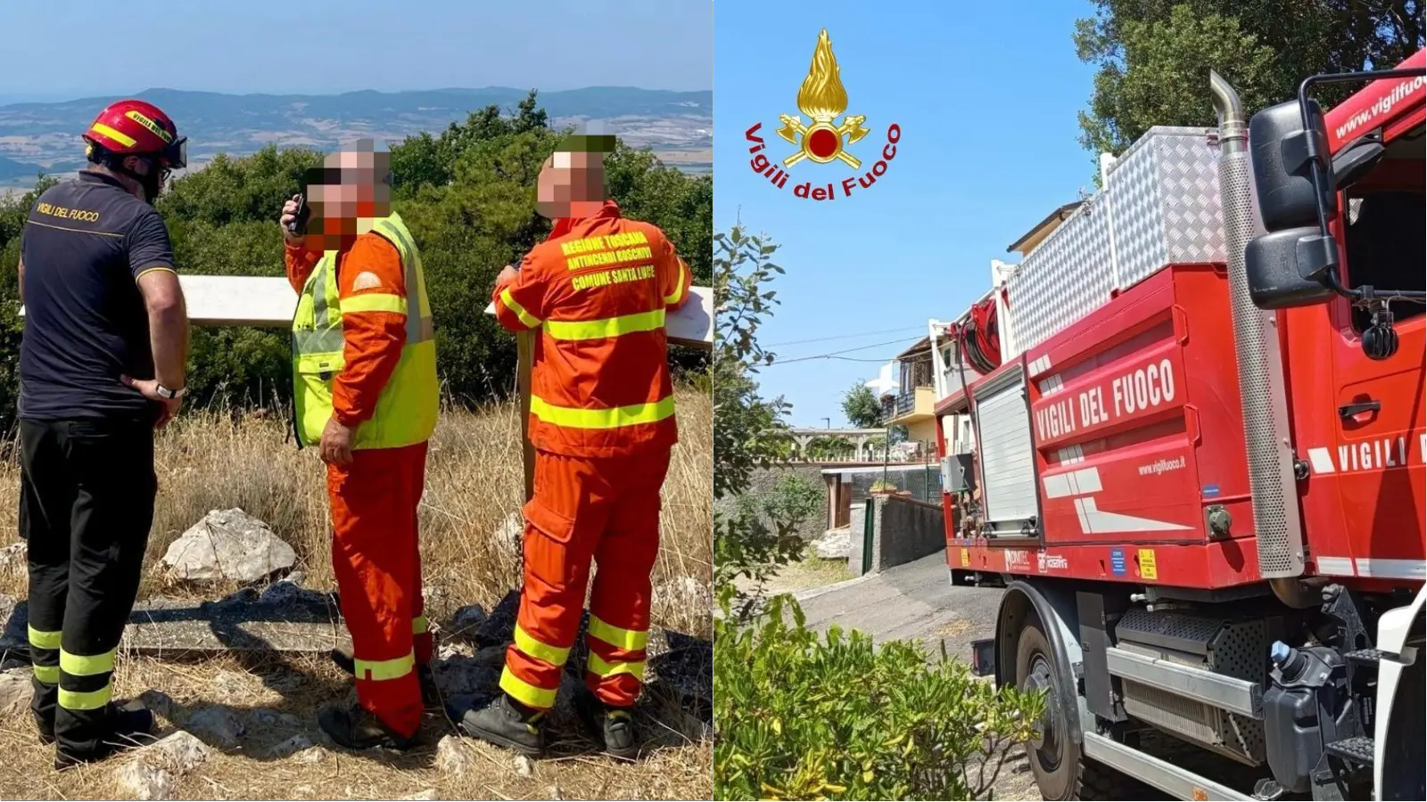 Incendio a Castellina Marittima, vigili del fuoco in azione