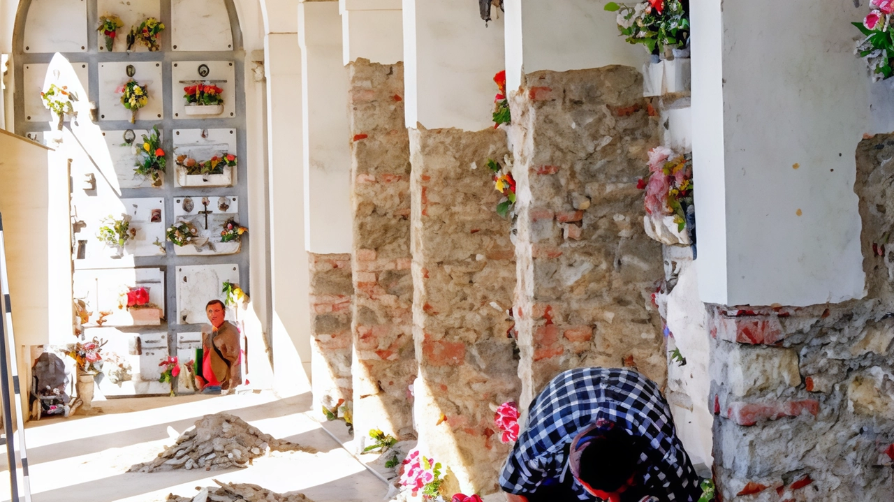Operai al lavoro in un cimitero Operai al lavoro in un cimitero