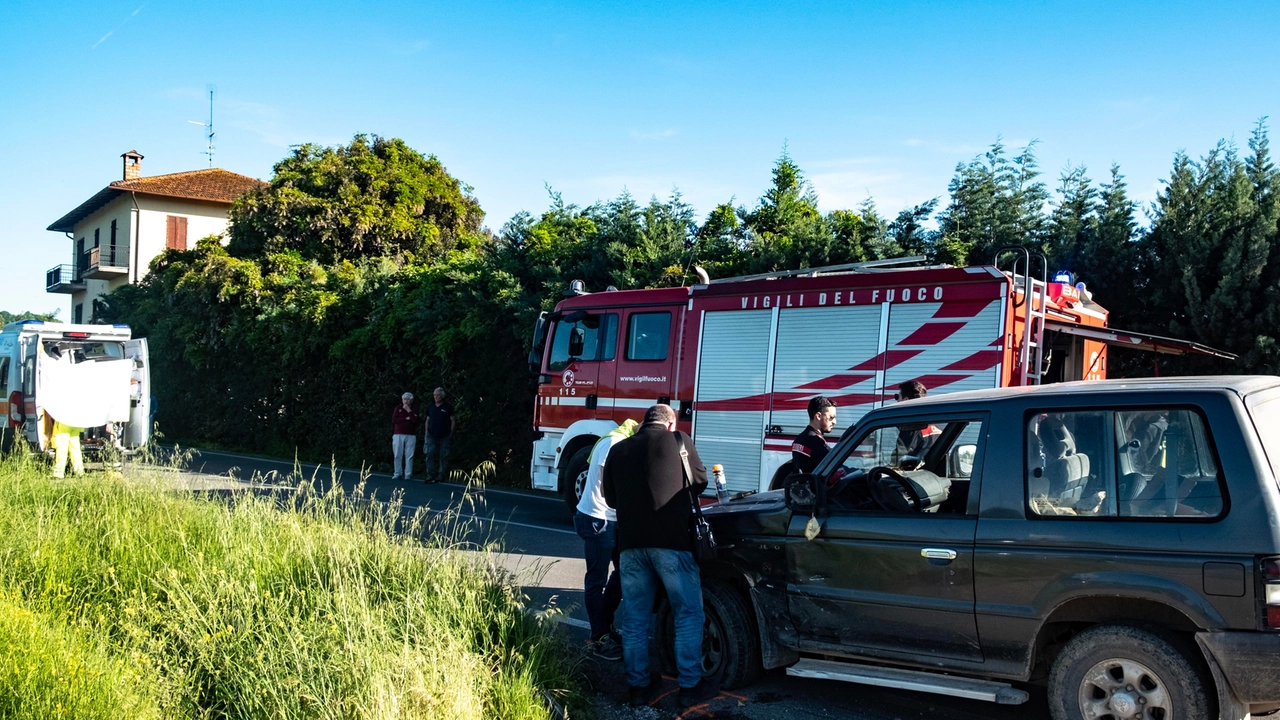 La scena dell'incidente mortale accaduto nel territorio comunale di Umbertide La scena dell'incidente mortale accaduto nel territorio comunale di Umbertide