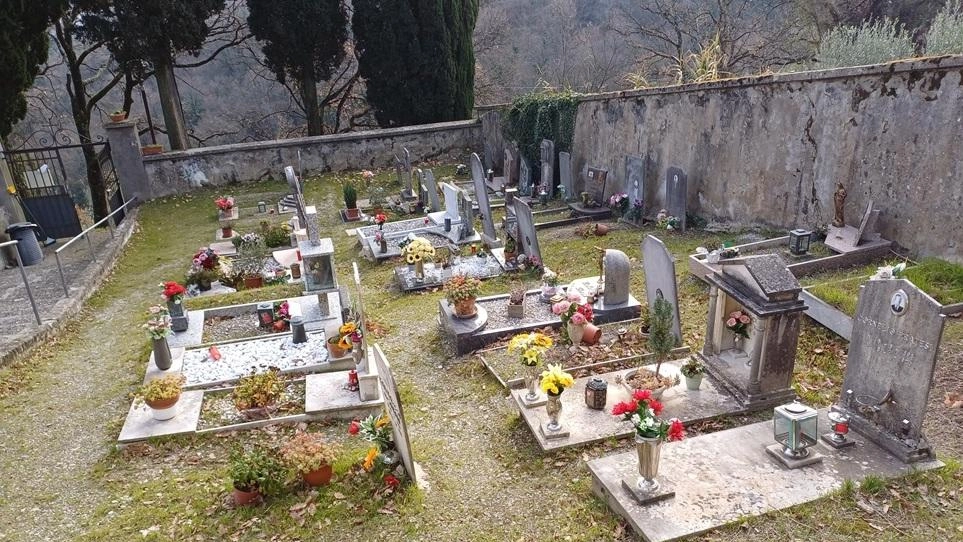 Il lato di Carmignano del cimitero di Colle: il terreno non è stato terrazzato Il lato di Carmignano del cimitero di Colle: il terreno non è stato terrazzato