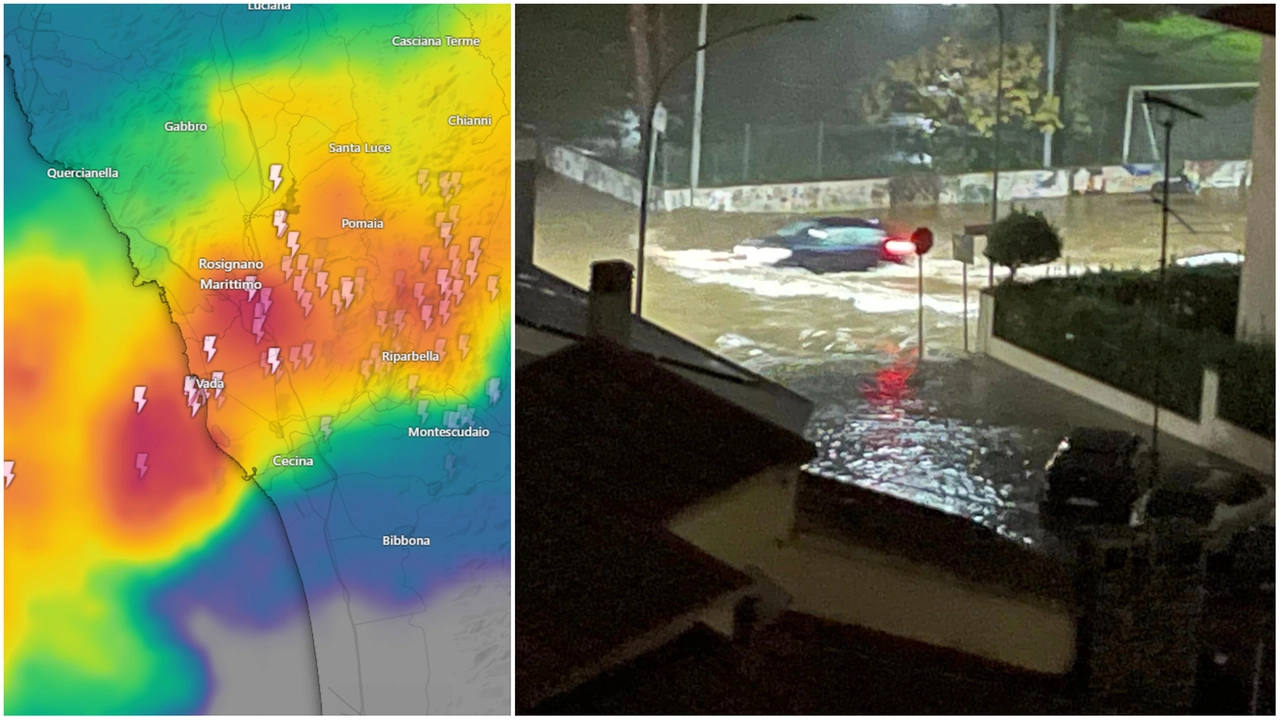 Temporali forti in provincia di Livorno e Pisa nella notte. Diluvio a Cecina (Foto IlMeteo.it)