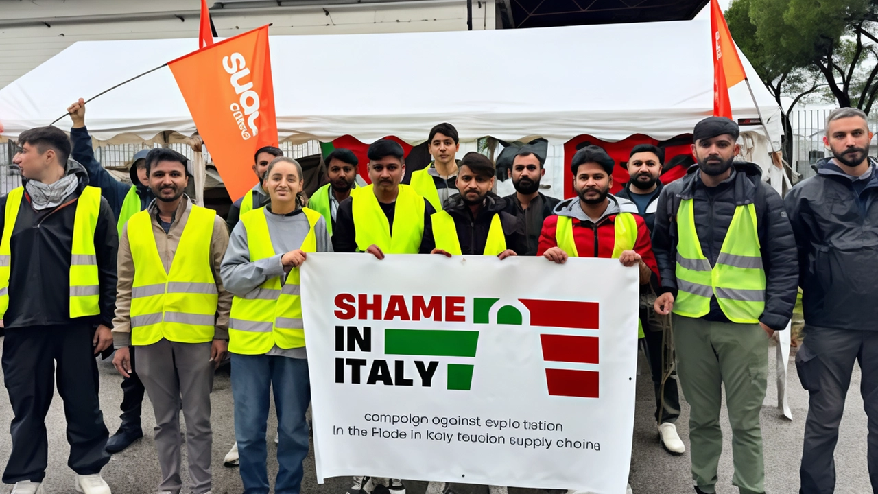 Uno dei picchetti dei lavoratori pachistani. aderenti allo strike day di Sudd Cobas Uno dei picchetti dei lavoratori pachistani. aderenti allo strike day di Sudd Cobas