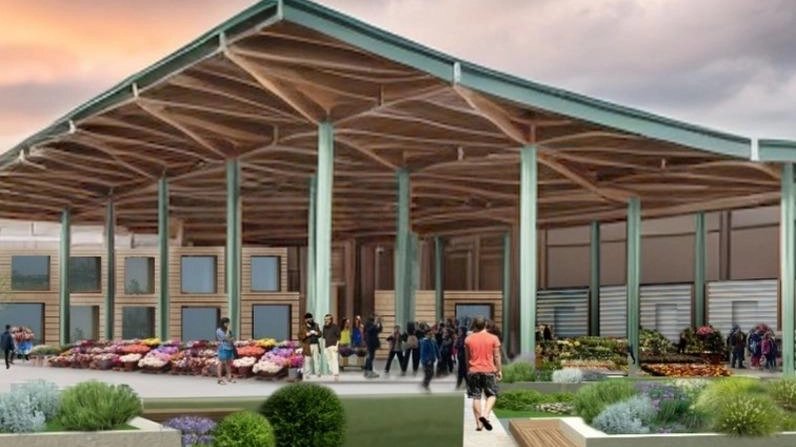 Il rendering di come sarà il nuovo mercato dei fiori Il rendering di come sarà il nuovo mercato dei fiori