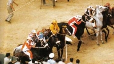 Un momento della mossa del Palio del 2 luglio 1995 (foto da ilpalio.org) Un momento della mossa del Palio del 2 luglio 1995 (foto da ilpalio.org)