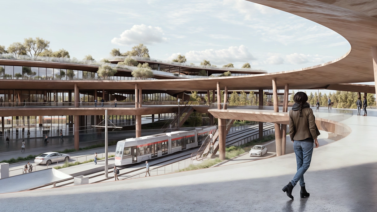 Il rendering del progetto pensato dallo studio Archea per il nuovo polo Unicoop in viale Moro