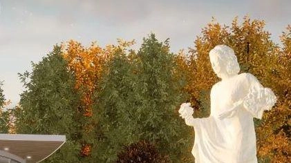 La ricostruzione virtuale della statua che verrà inaugurata sabato 17 agosto e che sarà installata a Cortland in Ohio negli Stati Uniti La ricostruzione virtuale della statua che verrà inaugurata sabato 17 agosto e che sarà installata a Cortland in Ohio negli Stati Uniti