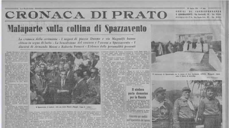 Tumulazione di Malaparte, 19 luglio 1961: appello della Lazzerini alla città per non disperdere le memorie. Un evento con centinaia di persone: così fu esaudito il desiderio del grande pratese. La cronaca della Nazione. Tumulazione di Malaparte, 19 luglio 1961: appello della Lazzerini alla città per non disperdere le memorie. Un evento con centinaia di persone: così fu esaudito il desiderio del grande pratese. La cronaca della Nazione.