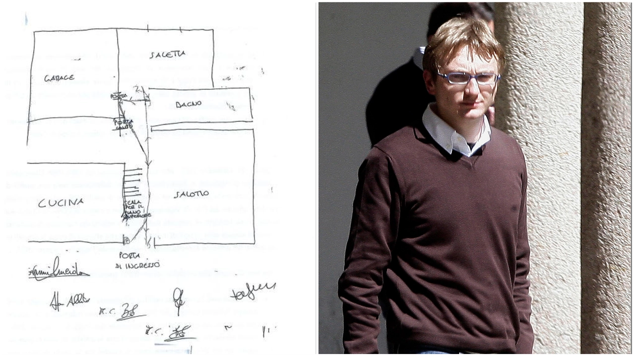Il delitto di Chiara Poggi nel disegno a mano di Alberto Stasi e la ‘correzione’ della prima versione: “C’era sangue, non sono sceso”