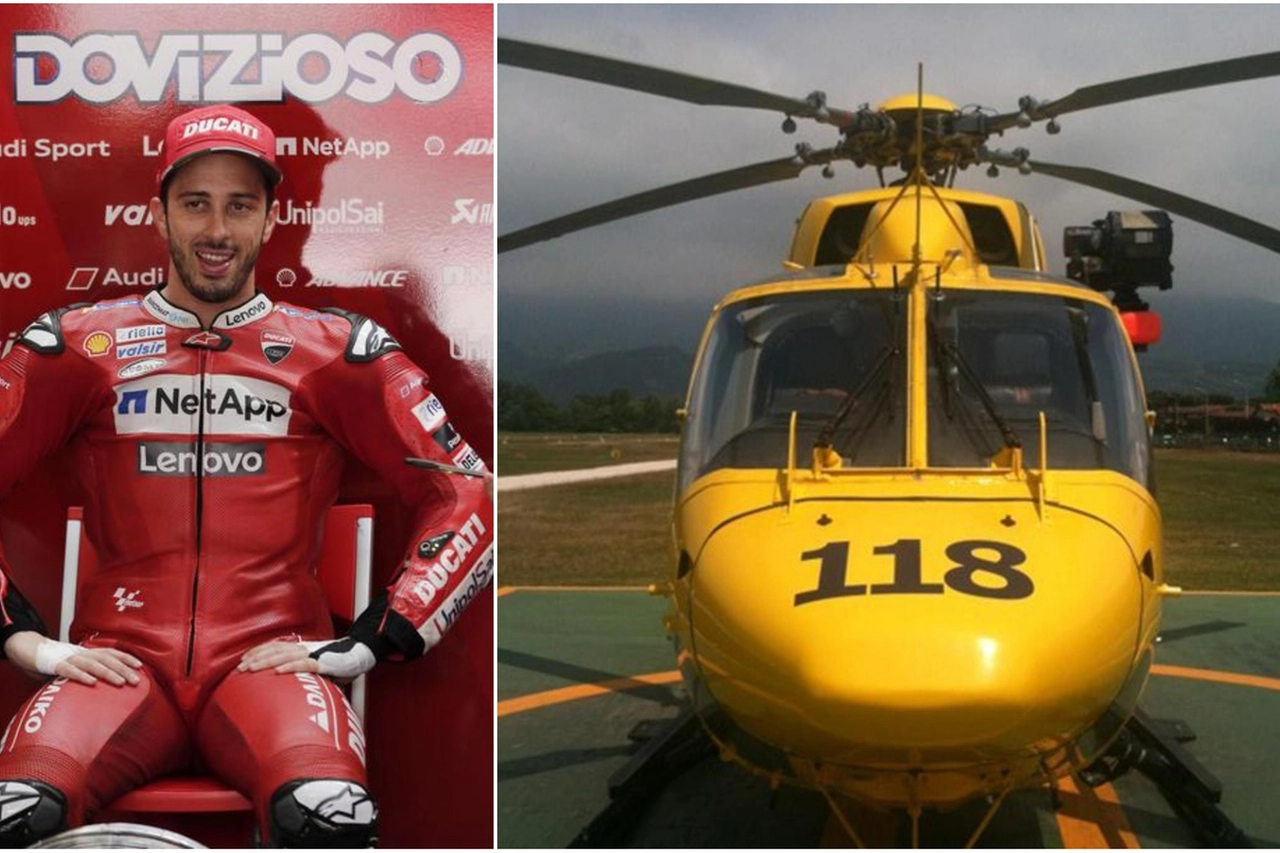 Andrea Dovizioso trasportato a Careggi (foto Ansa)