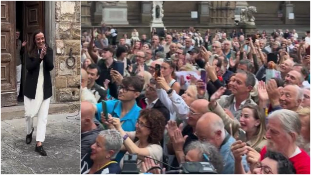 Funaro sindaca di Firenze, “Donne, lottate per i vostri sogni”. L’abbraccio in piazza della Signoria