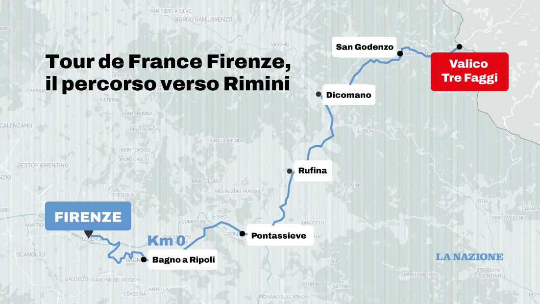 Tour de France Firenze, il percorso verso Rimini