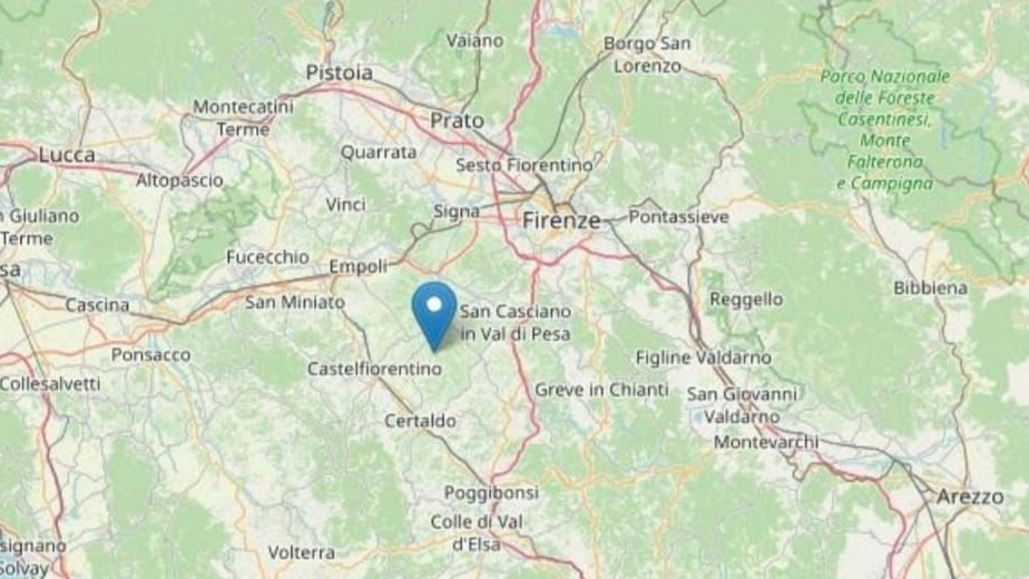Scossa di terremoto con epicentro tra Montespertoli, Certaldo e Castelfiorentino (Foto Ingv) Scossa di terremoto con epicentro tra Montespertoli, Certaldo e Castelfiorentino (Foto Ingv)