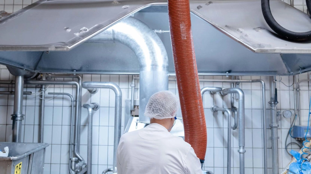 Un addetto impegnato lungo una linea di produzione (foto d’archivio)