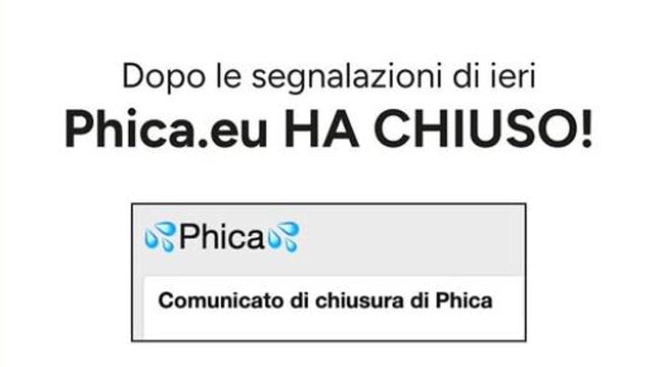 Il post sulla chiusura di Phica.eu