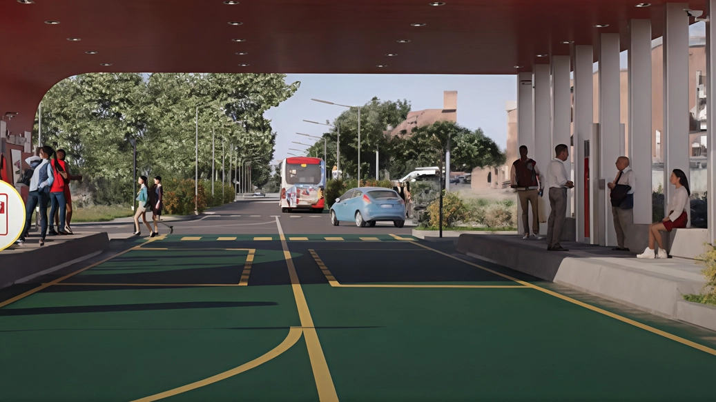 Uno dei rendering che illustrano le nuove fermate del metrobus tra Castel del Piano e la stazione Uno dei rendering che illustrano le nuove fermate del metrobus tra Castel del Piano e la stazione