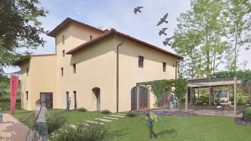 Il rendering del progetto con cui verrà rilanciata la vecchia colonica di Pian dell’Isola da anni in preda al degrado Il rendering del progetto con cui verrà rilanciata la vecchia colonica di Pian dell’Isola da anni in preda al degrado
