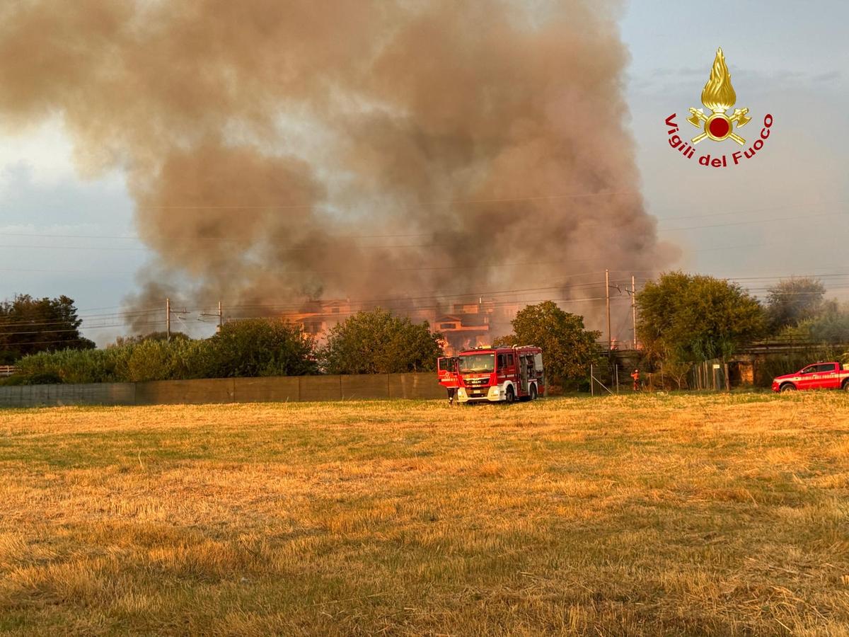Vasto incendio sulla ferrovia a Grosseto, stop ai treni. Case minacciate Vasto incendio sulla ferrovia a Grosseto, stop ai treni. Case minacciate