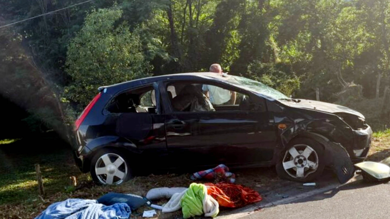 L'auto coinvolta nell'incidente (foto Borghesi) L'auto coinvolta nell'incidente (foto Borghesi)