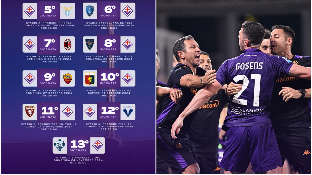 Il calendario di Serie A della Fiorentina fino a novembre