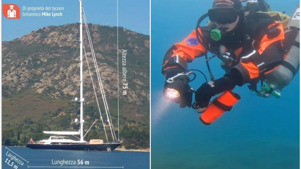 Il Bayesian e un sub dei vigili del fuoco in immersione Il Bayesian e un sub dei vigili del fuoco in immersione
