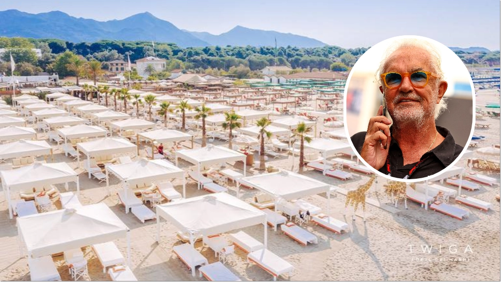 Il Twiga e, nel riquadro, Flavio Briatore Il Twiga e, nel riquadro, Flavio Briatore