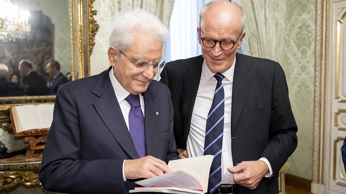 Il capo dello Stato Sergio Mattarella insieme a Franco Vaccari, fondatore e presidente di Rondine