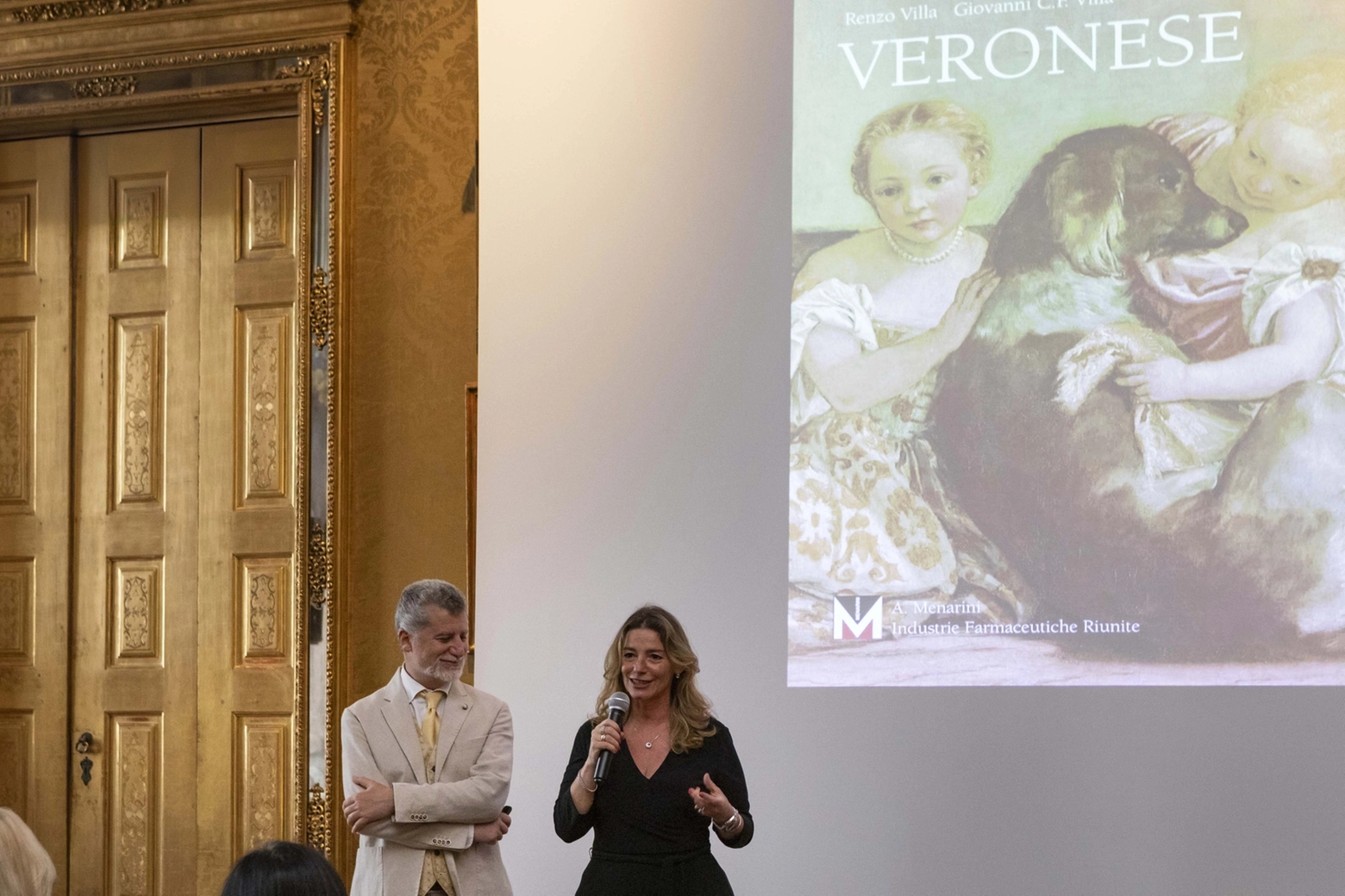 Giovanni Carlo Federico Villa e Valeria Speroni durante la presentazione del Volume d'Arte su Veronese a Palazzo Madama, a Torino