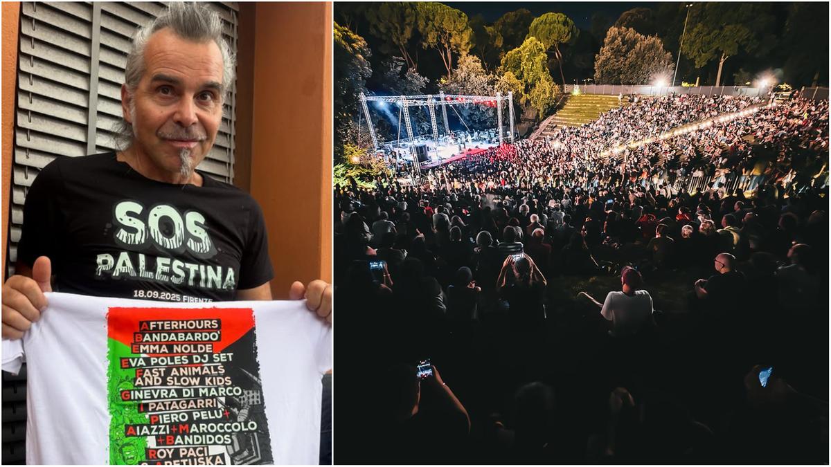 Piero Pelù, in 2mila al concerto per la Palestina. Tutto esaurito alle Cascine