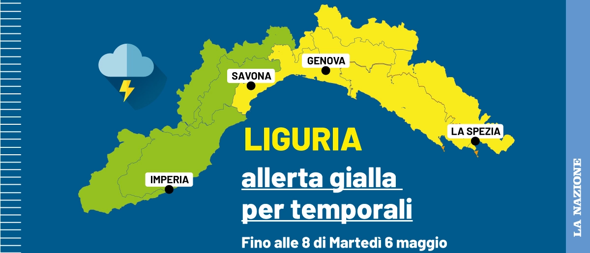 Liguria, allerta meteo gialla su Centro e Levante