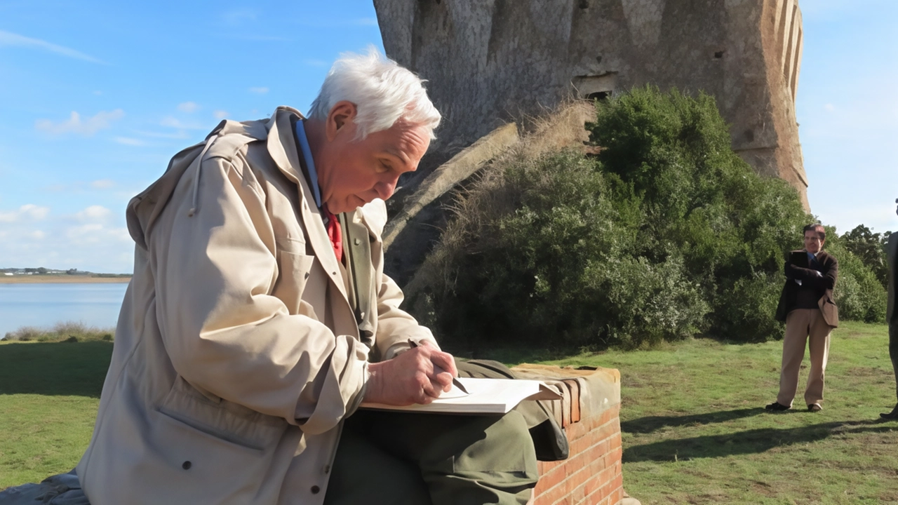 Fulco Pratesi, in uno dei suoi momenti preferiti mentre si immerge e disegna la natura (Foto dal profilo Oasi Wwf)