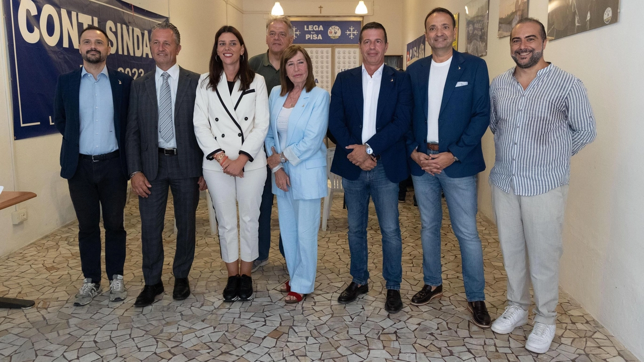 Nella sede della Lega in via Cattaneo, la presentazione dei candidati pisani alle Regionali: Elena Meini è la capolista;. con lei Giorgio Petralli, Guendalina Fontanelli, Flavio Baldi, Romano Nieri, Maria Grazia Bellomini e Angelo. Ciavarella