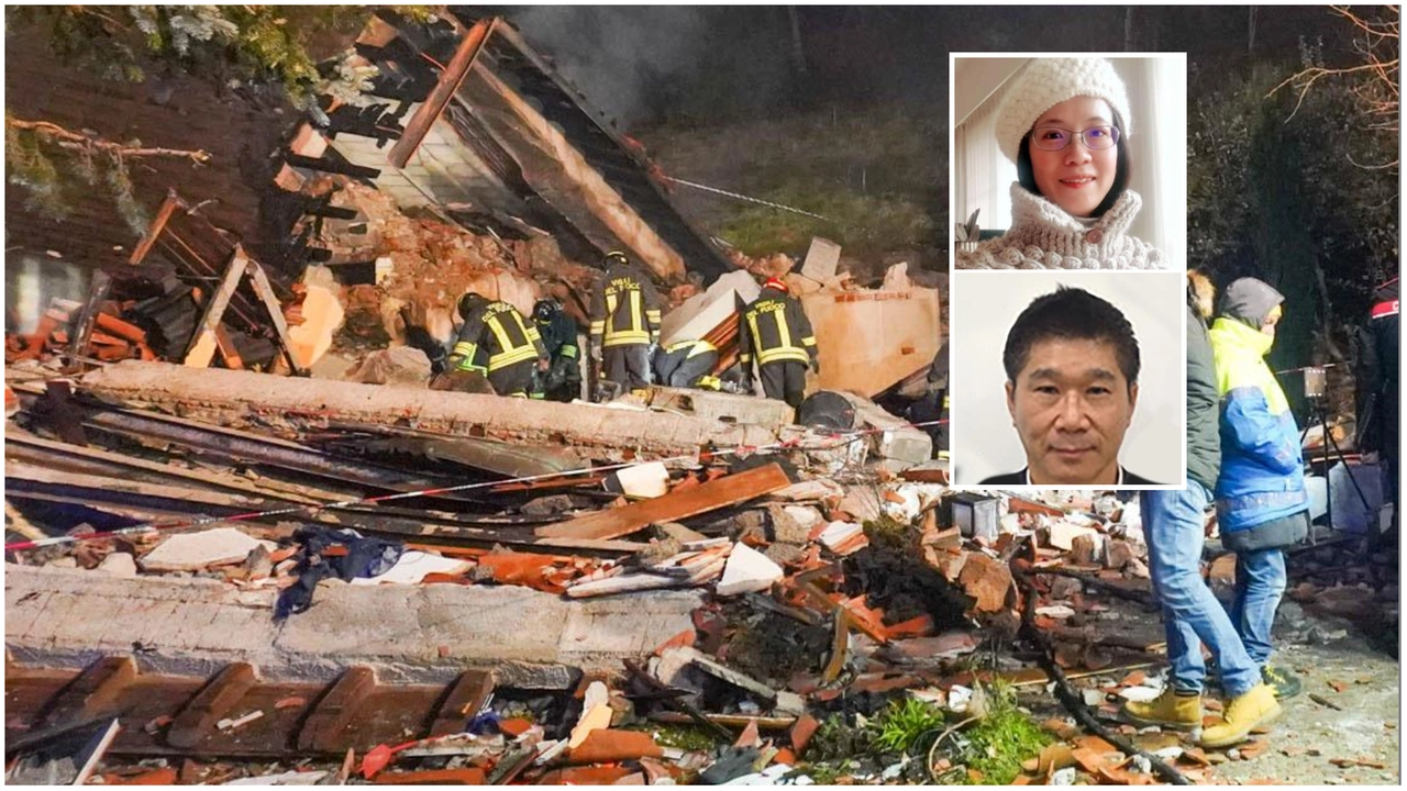 La villetta esplosa a Molazzana. Nel riquadro: Seetoh Kwok Meng, 68 anni, ex manager del settore auto in pensione originario di Singapore, e Chang Kai En, 52 anni di Taiwan