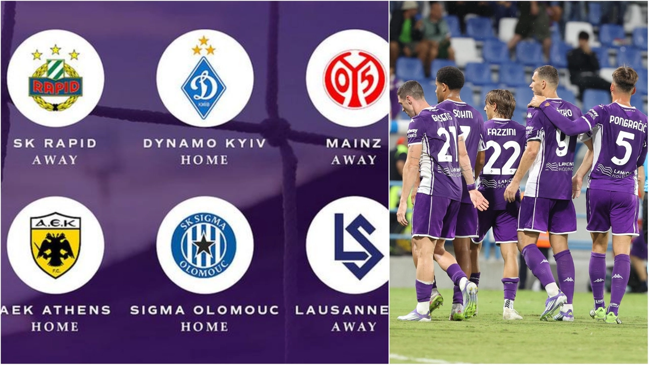 A sinistra le avversarie di coppa della Fiorentina; a destra viola in campo contro il Polissya (Ansa/Giovannini)