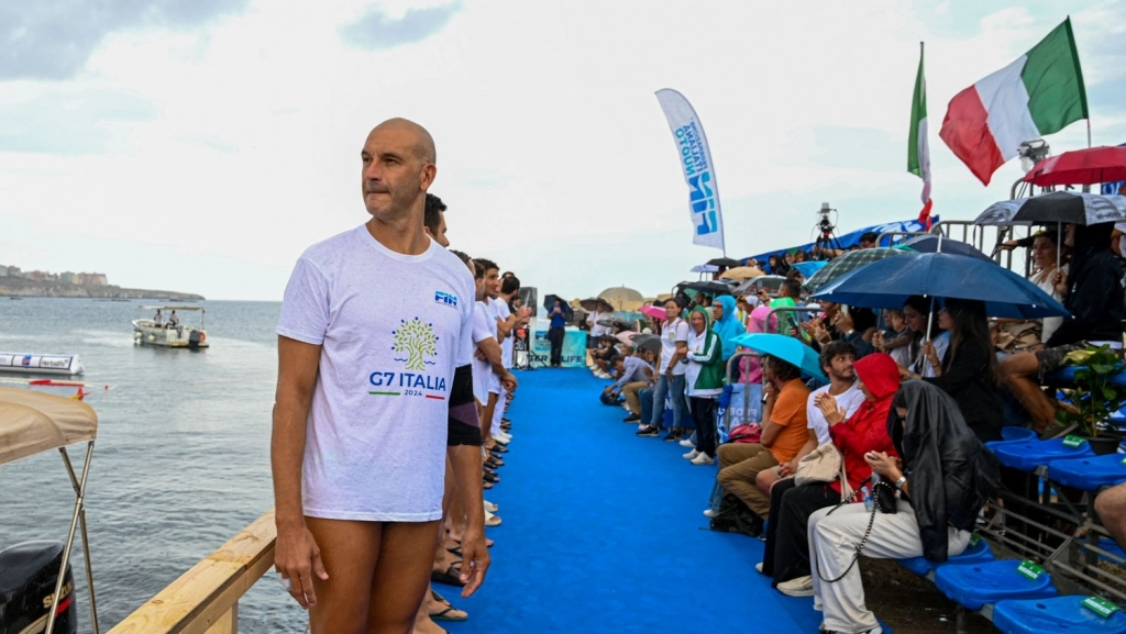 Stefano Tempesti prima dell'ingresso in acqua (Foto Federazione Italiana Nuoto - Sicali) Stefano Tempesti prima dell'ingresso in acqua (Foto Federazione Italiana Nuoto - Sicali)