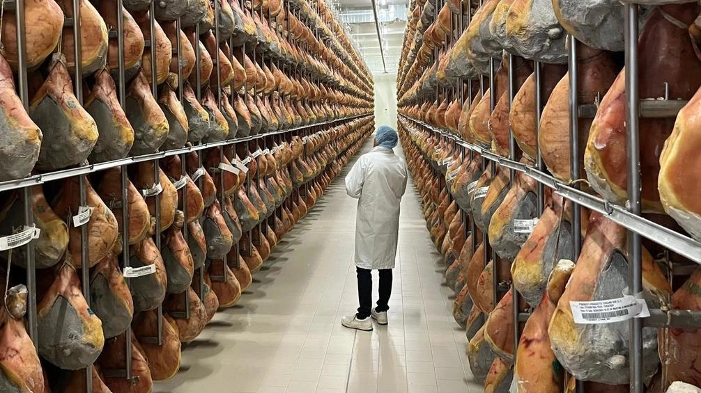 Il reparto dedicato alla stagionatura dove il prodotto arriva al termine di un lungo iter segnato anche da controlli Il reparto dedicato alla stagionatura dove il prodotto arriva al termine di un lungo iter segnato anche da controlli