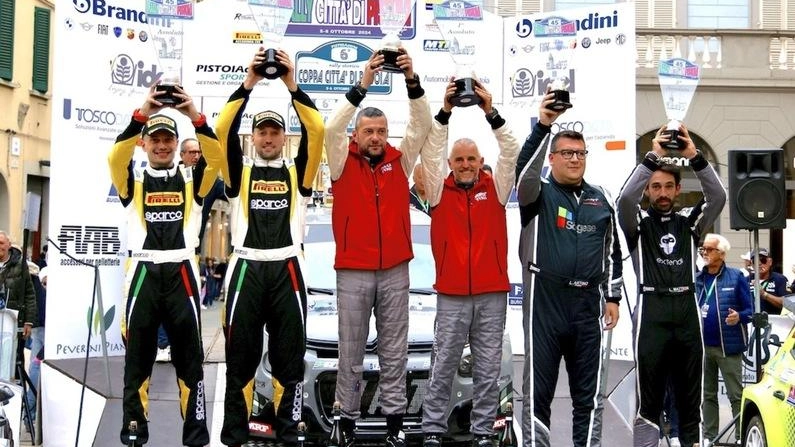 Il podio dell’edizione 2025 del Rally Città di Pistoia
