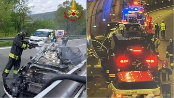 Inferno A12, due incidenti: motociclista muore a 22 anni. Poi uno scontro in galleria: otto feriti, tra cui un bambino