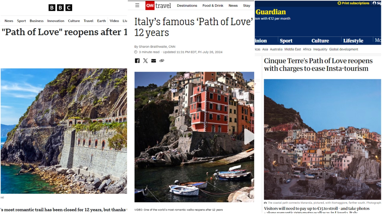 La riapertura della Via dell'Amore sui siti della Bbc, Cnn e The Guardian