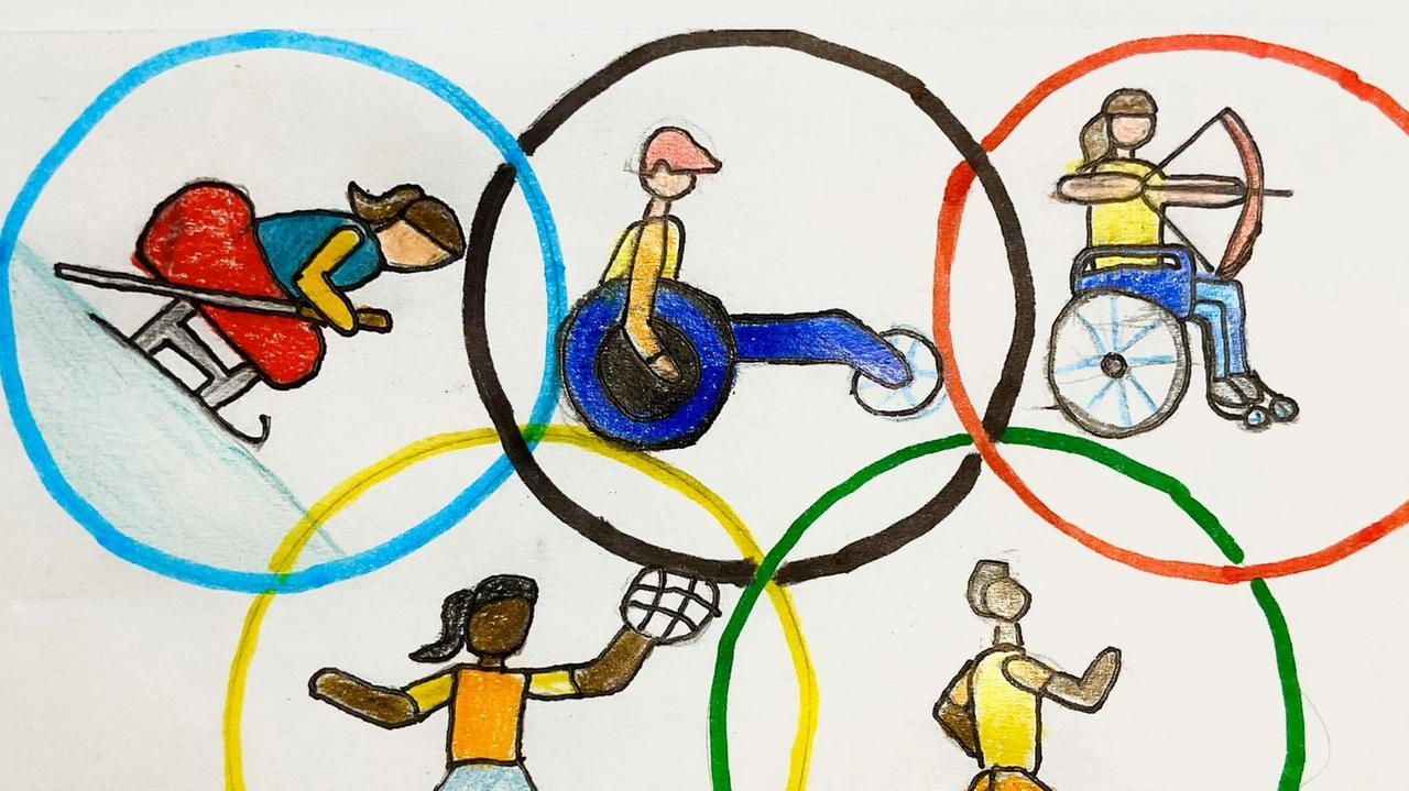 Il disegno dedicato alle Olimpiadi realizzato dagli alunni della 5 A