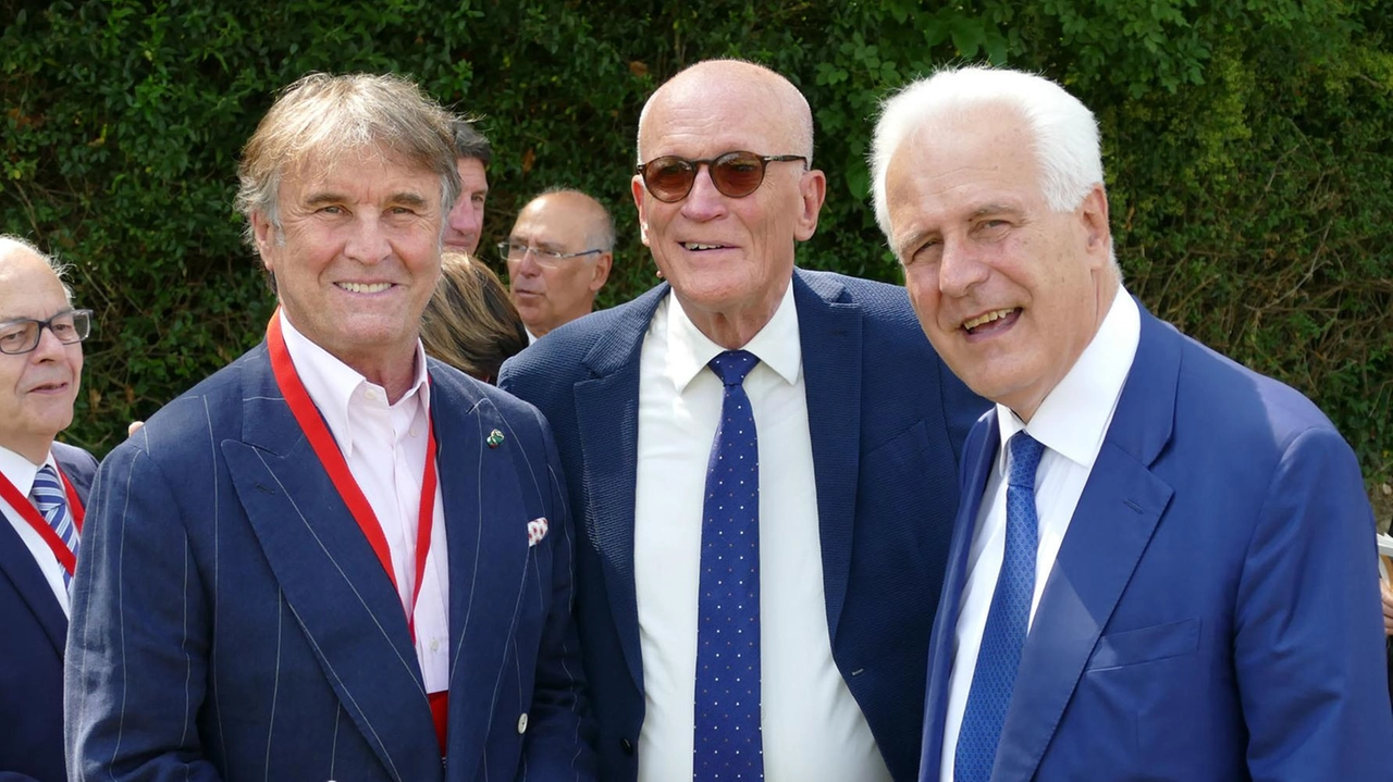 Il governatore Giani insieme a Vaccari e all’imprenditore Cucinelli
